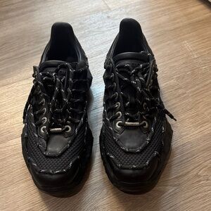 Jimmy Choo Men's Black Mixed-Material Lace-Up Sneakers